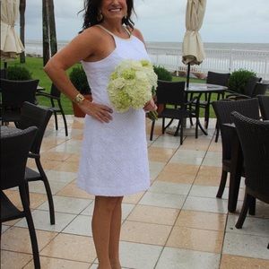 White lace halter dress